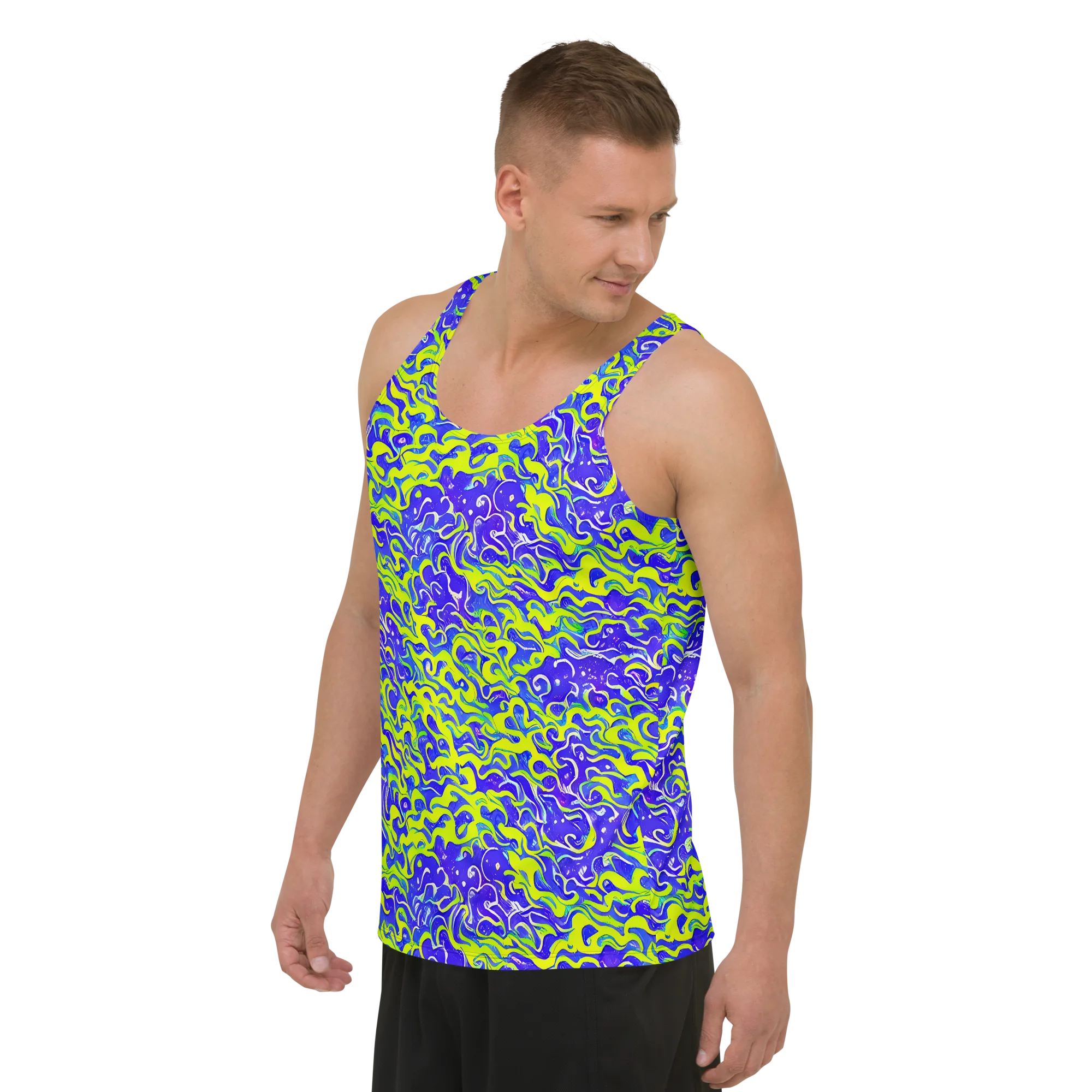 Electric Eelgrass on Men's Tank Top — Left Front