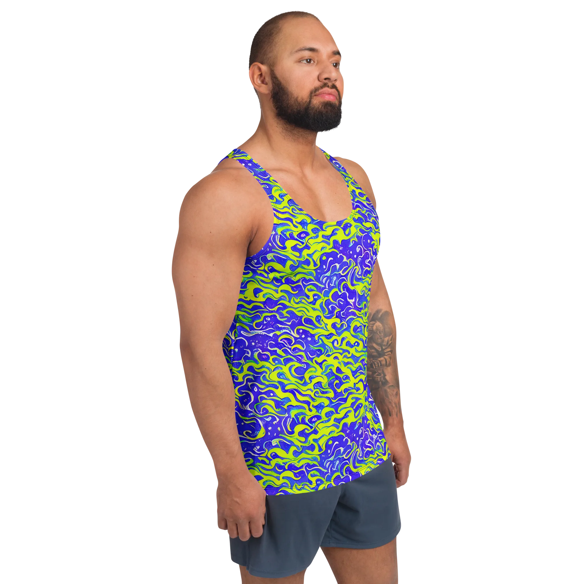 Electric Eelgrass on Men's Tank Top — Right Front