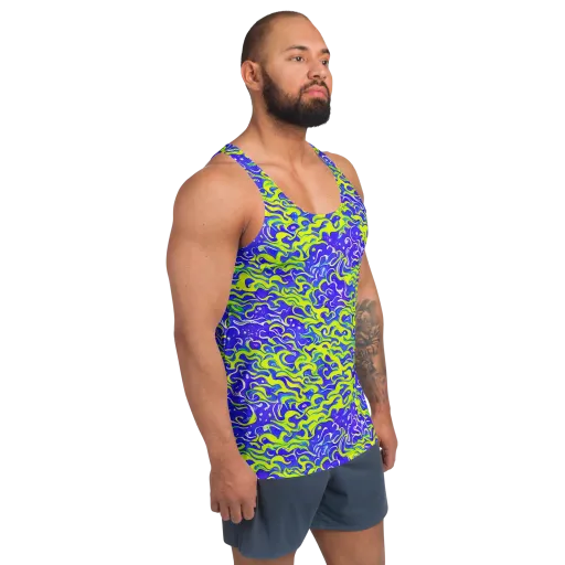 Electric Eelgrass on a Men's Tank Top