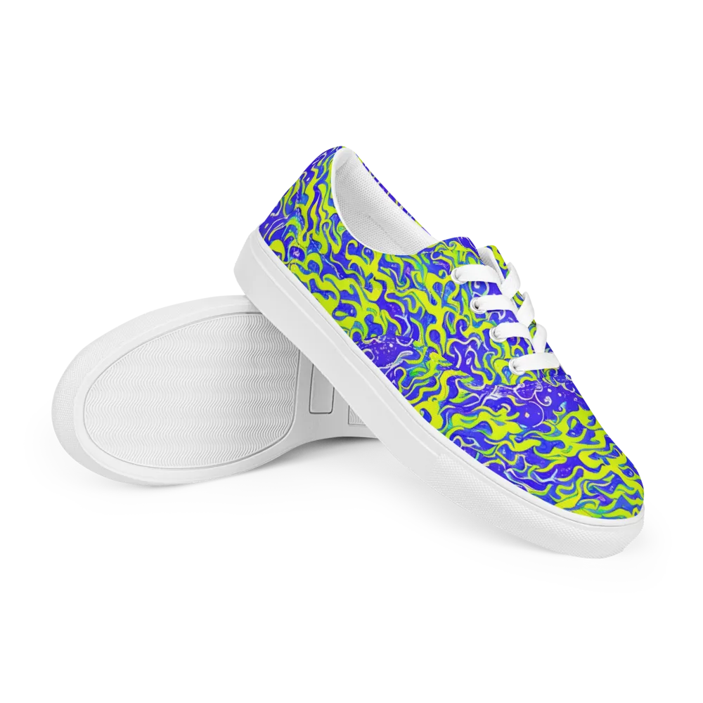 Electric Eelgrass on Men's Lace-Up Canvas Shoes — Right Front