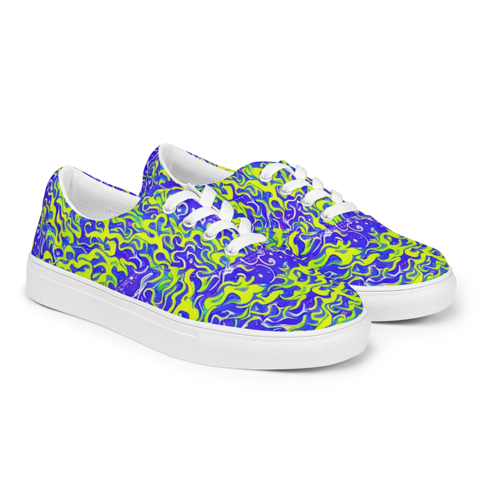 Electric Eelgrass on Men's Lace-Up Canvas Shoes — Right Front