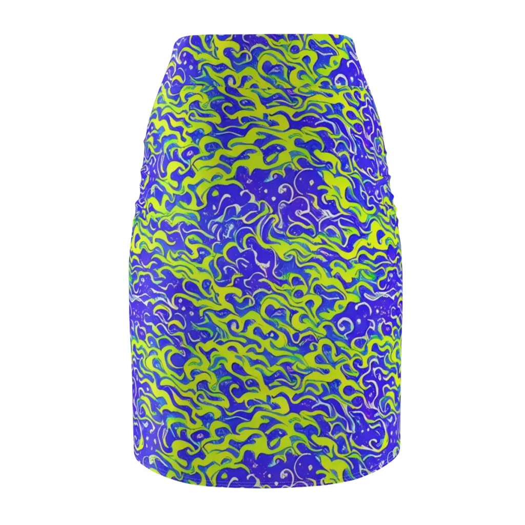 Electric Eelgrass on Pencil Skirt — Back