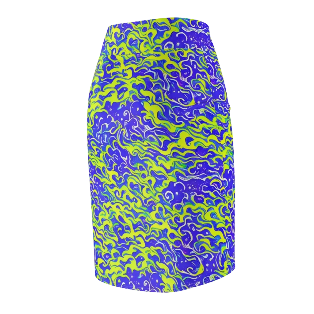 Electric Eelgrass on Pencil Skirt — Back Side