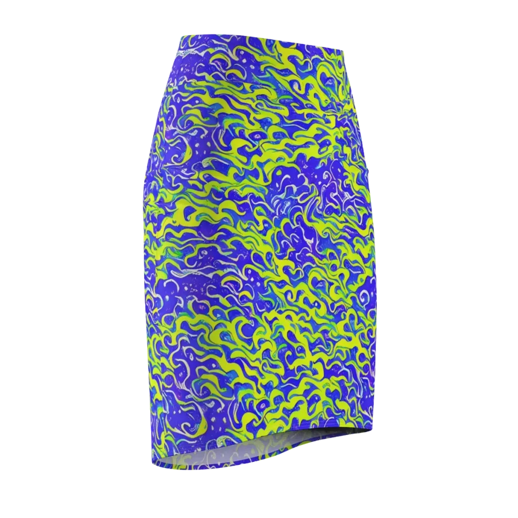 Electric Eelgrass on Pencil Skirt — Front Side