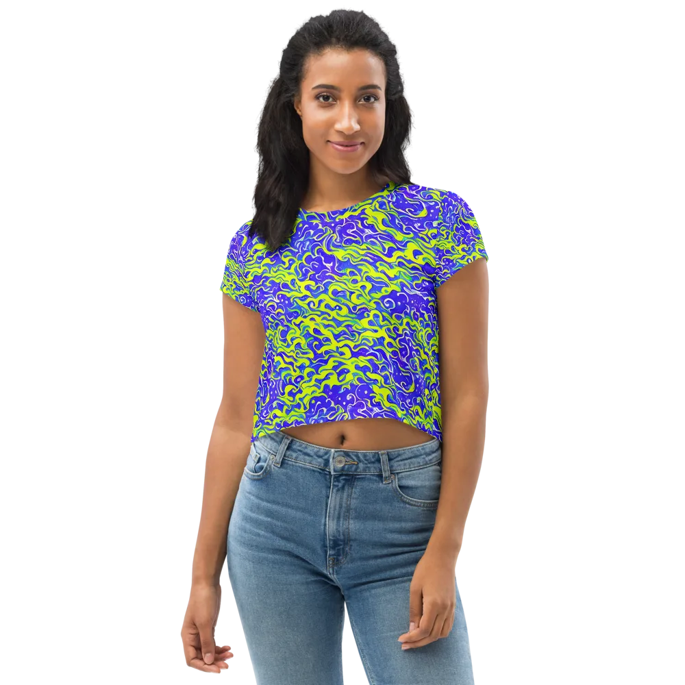 Electric Eelgrass on Crop Tee — Front