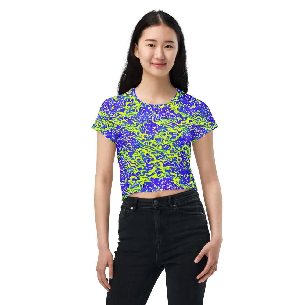 Electric Eelgrass on Crop Tee — Front