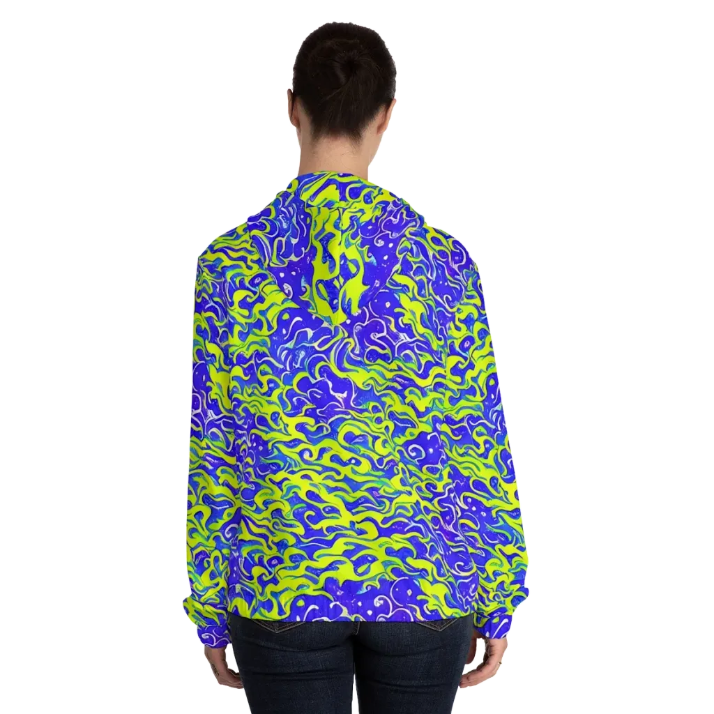 Electric Eelgrass on Women's Full-Zip Hoodie — Back On Person