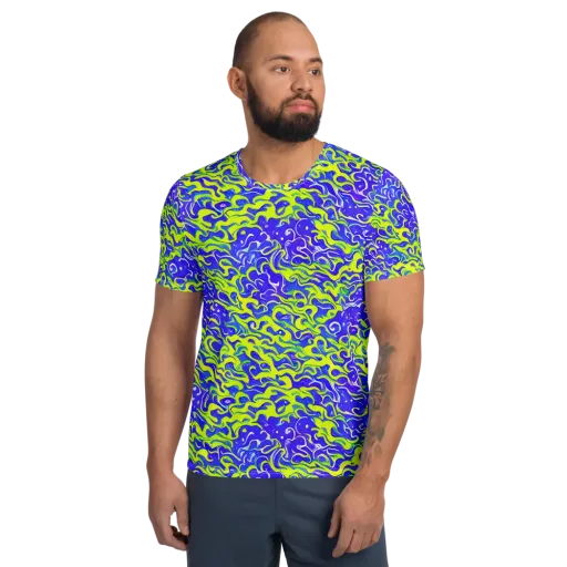 Electric Eelgrass on a Men's Athletic T-Shirt