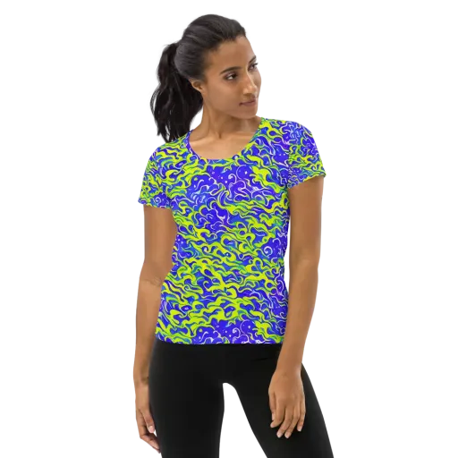 Electric Eelgrass on a Women's Athletic T-Shirt