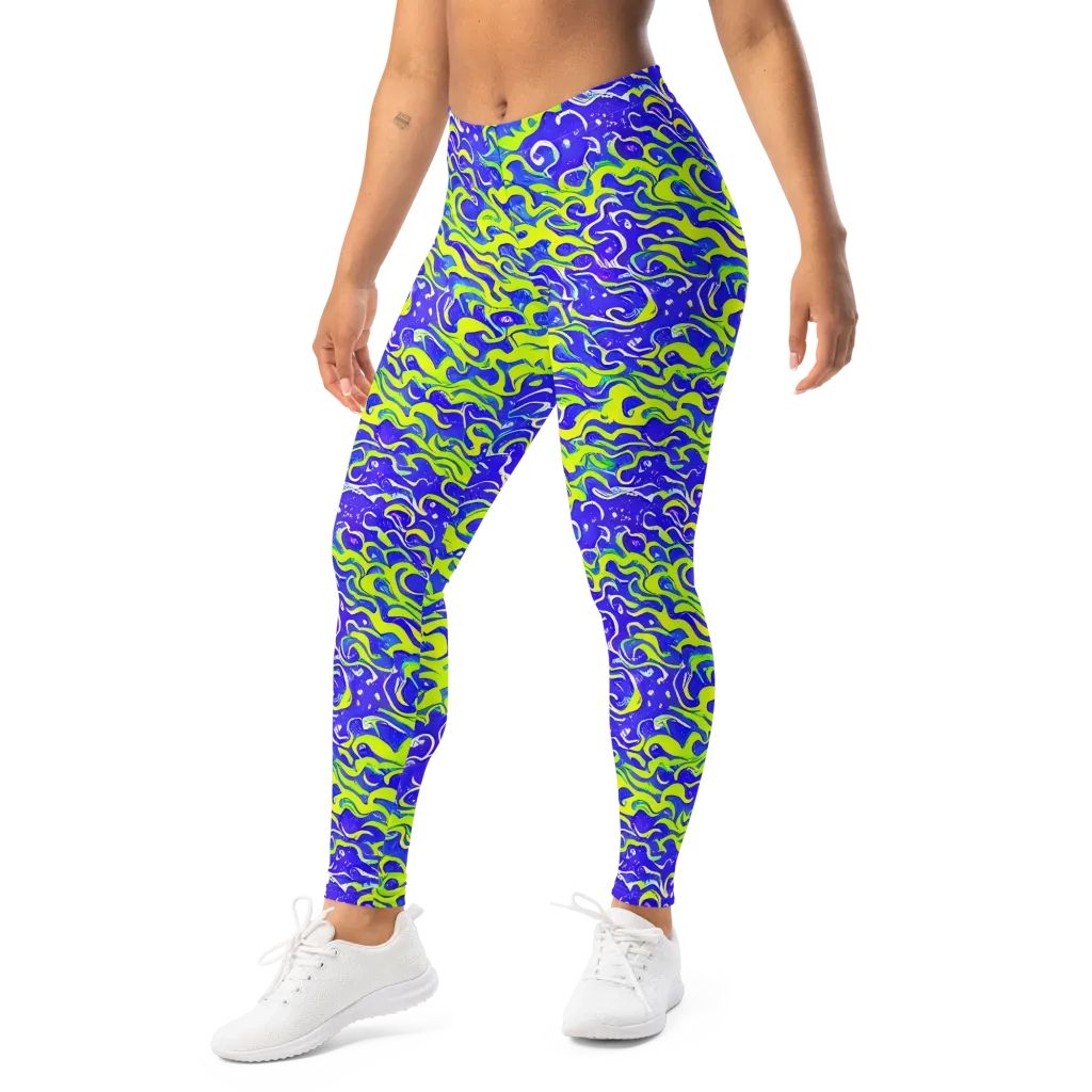 Electric Eelgrass on Leggings — Left Front
