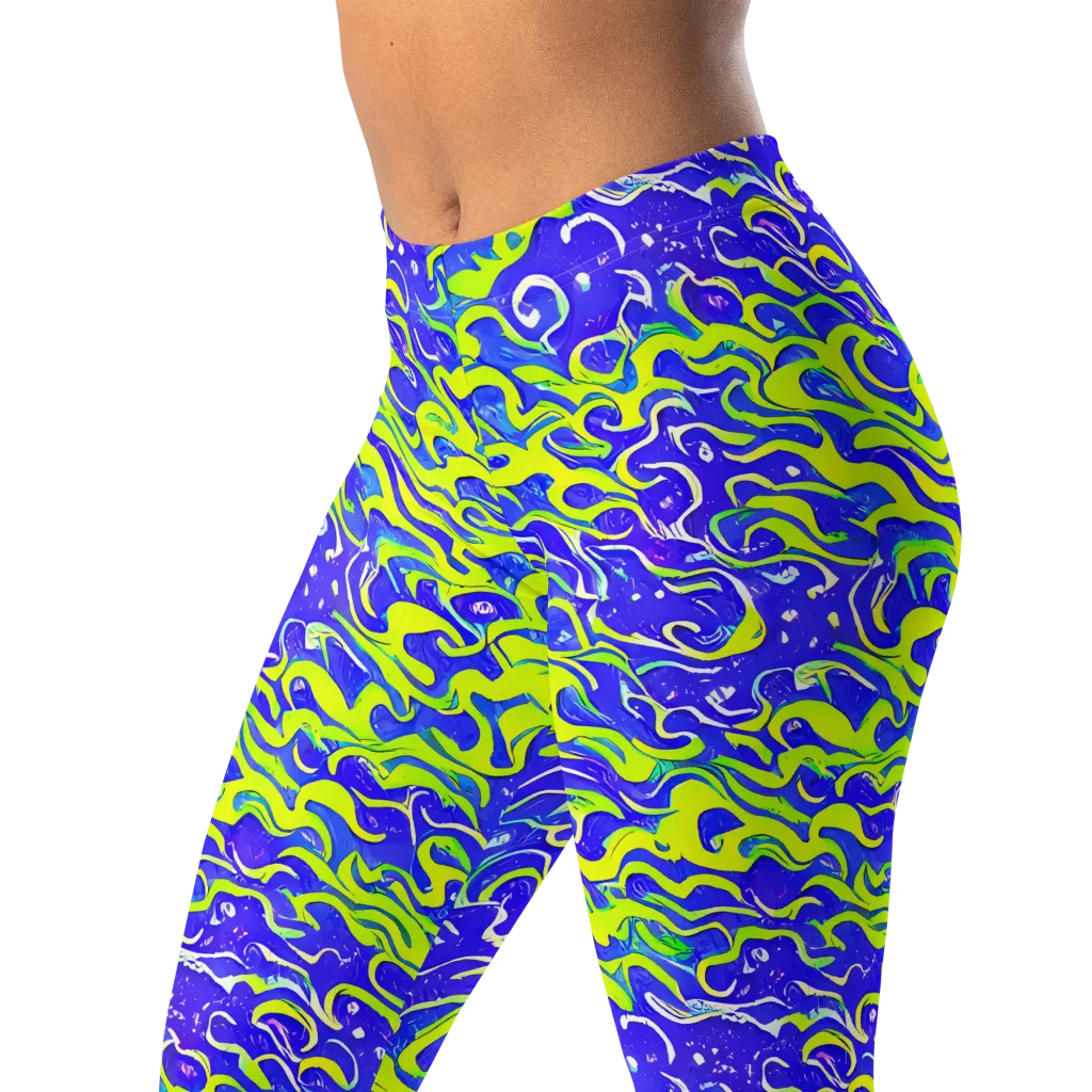 Electric Eelgrass on Leggings — Left Front