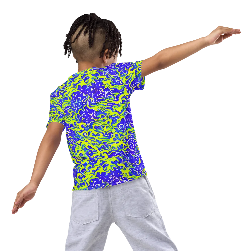 Electric Eelgrass on Kids Crew Neck T-Shirt — Back