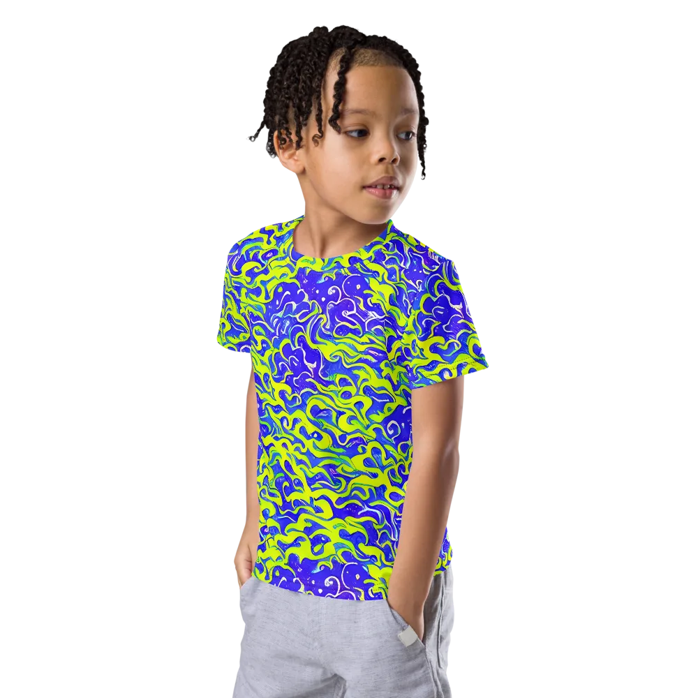 Electric Eelgrass on Kids Crew Neck T-Shirt — Left Front