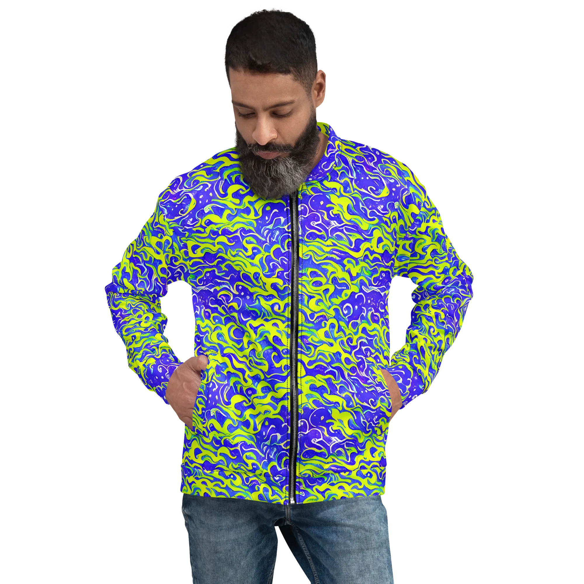 Electric Eelgrass on Bomber Jacket — Front