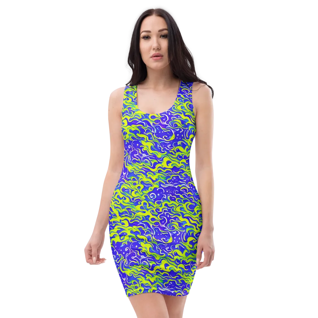 Electric Eelgrass on Bodycon Dress — Front
