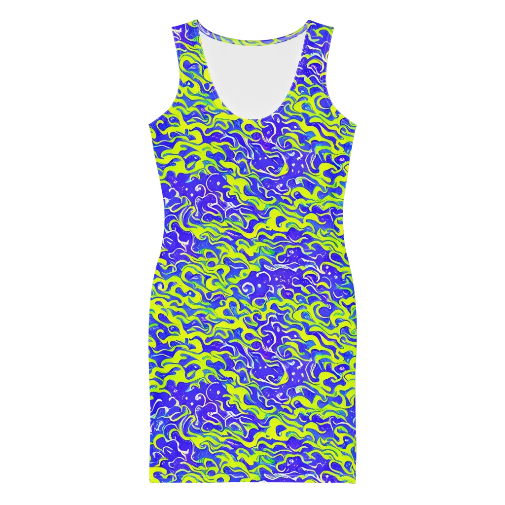 Electric Eelgrass on Bodycon Dress — Front