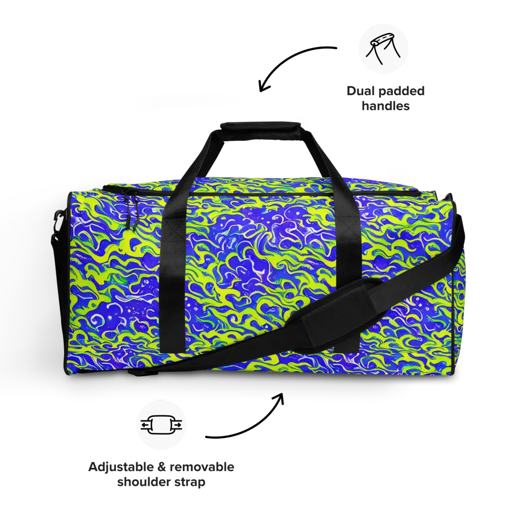 Electric Eelgrass on Duffle Bag — Front