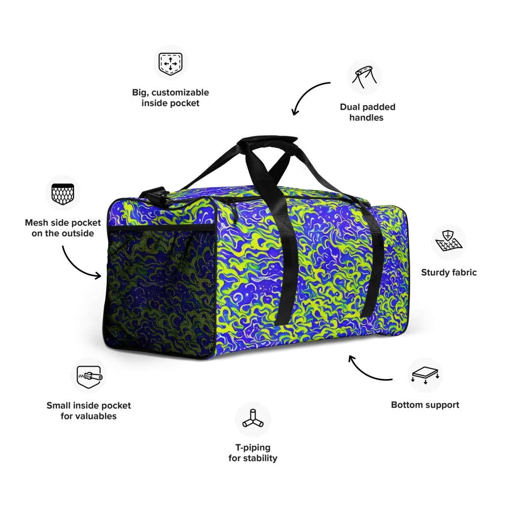 Electric Eelgrass on Duffle Bag — Right Front
