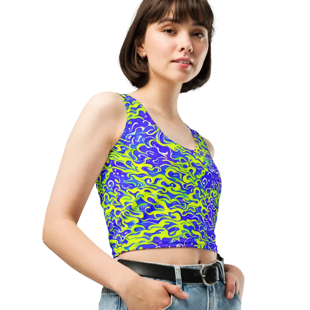Electric Eelgrass on Crop Top — Right Front