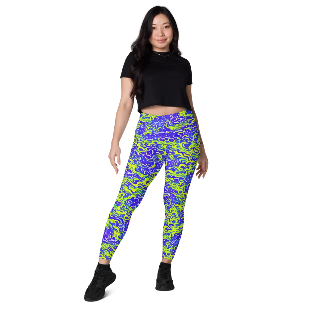 Electric Eelgrass on Leggings with Pockets — Front