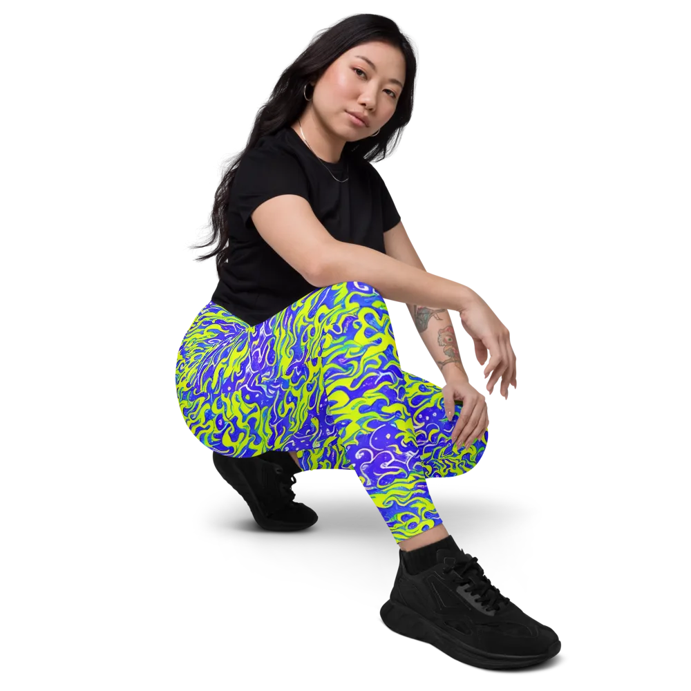 Electric Eelgrass on Leggings with Pockets — Right Front