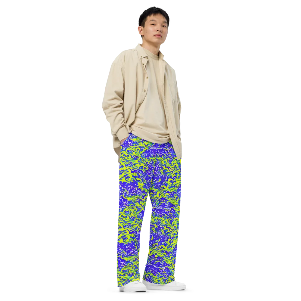Electric Eelgrass on Wide-Leg Pants — Right Front