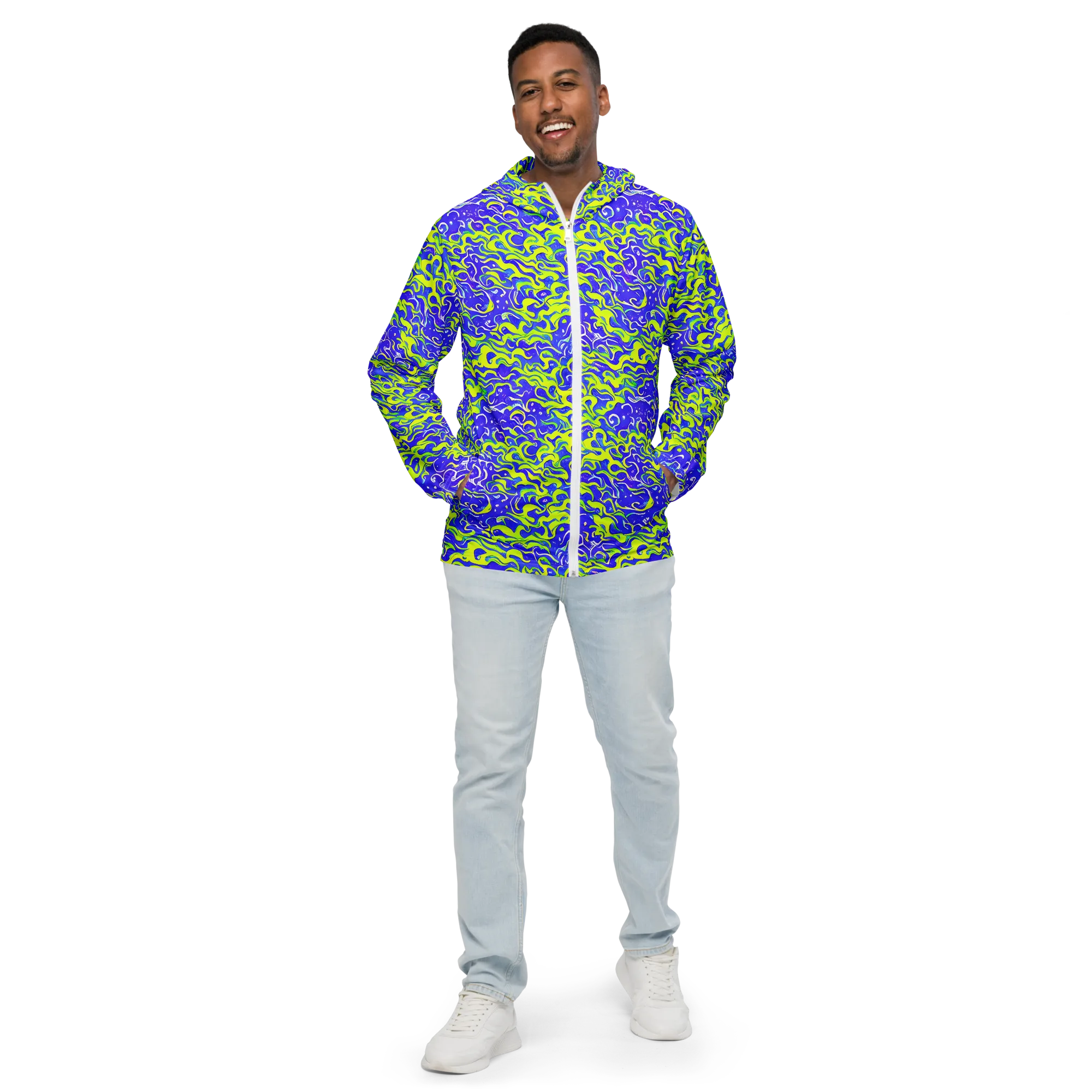 Electric Eelgrass on Men's Windbreaker — Front