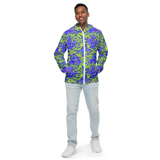 Electric Eelgrass on a Men's Windbreaker