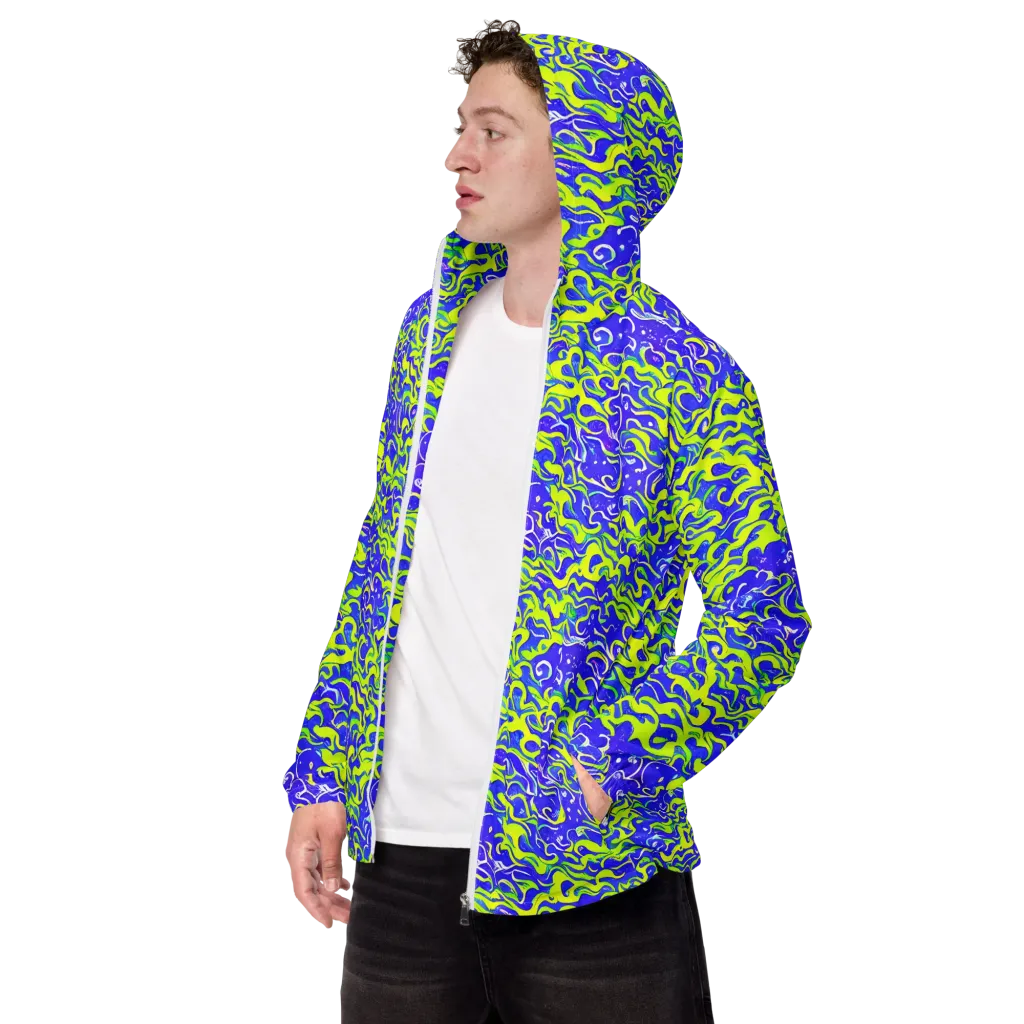 Electric Eelgrass on Men's Windbreaker — Left Front