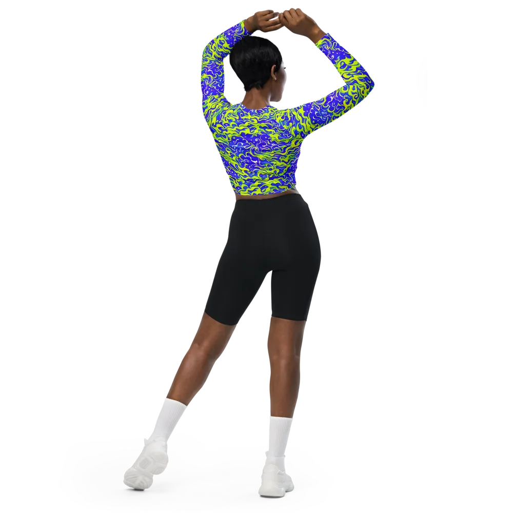 Electric Eelgrass on Long Sleeve Crop Top — Back