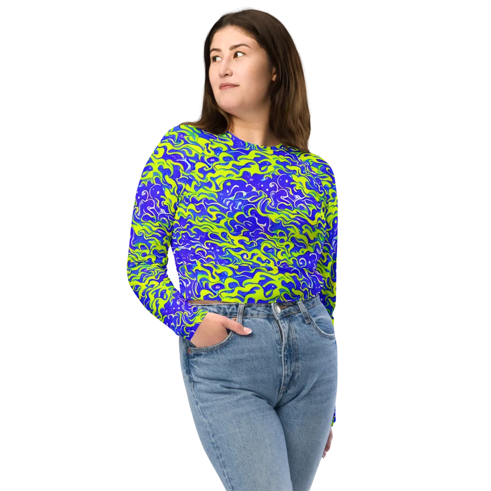 Electric Eelgrass on Long Sleeve Crop Top — Front