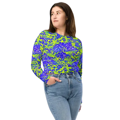 Electric Eelgrass on a Long Sleeve Crop Top