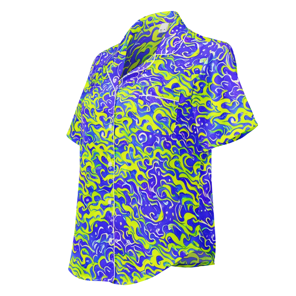Electric Eelgrass on Women's Short Sleeve Pajama Top — Left Front