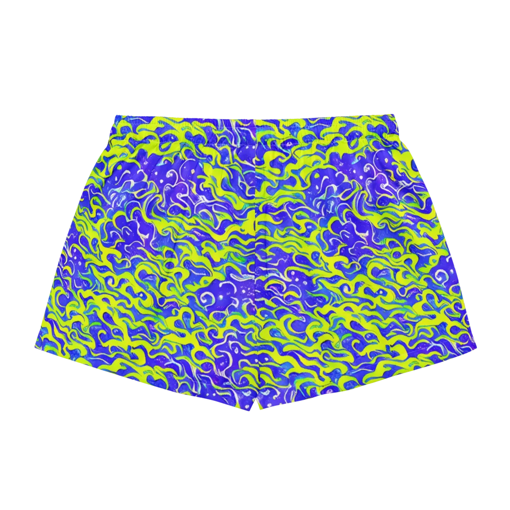Electric Eelgrass on Women's Pajama Shorts — Back