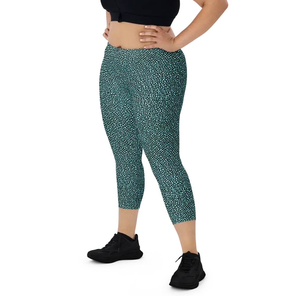Aqua Shatter on Capri Leggings — Front