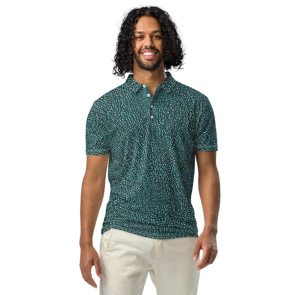 Aqua Shatter on Men's Slim Fit Polo Shirt — Front