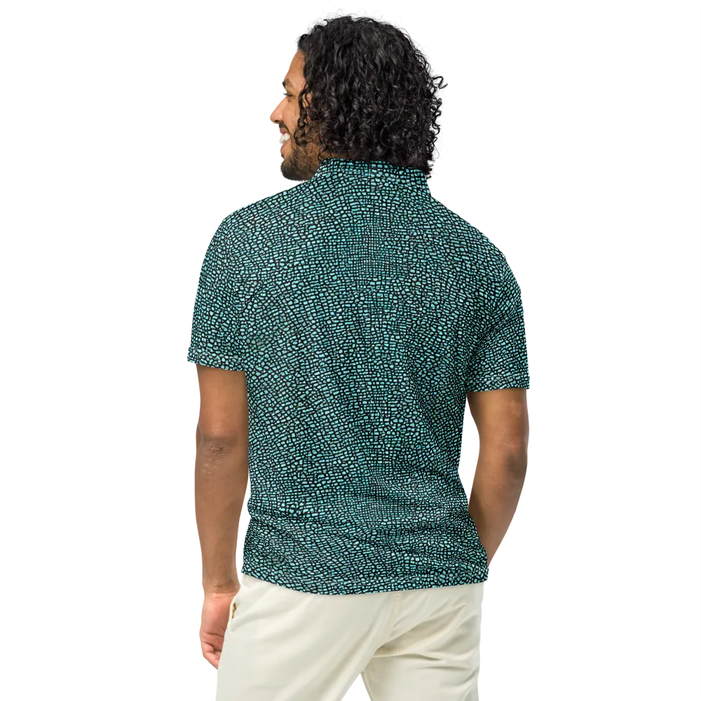 Aqua Shatter on Men's Slim Fit Polo Shirt — Back