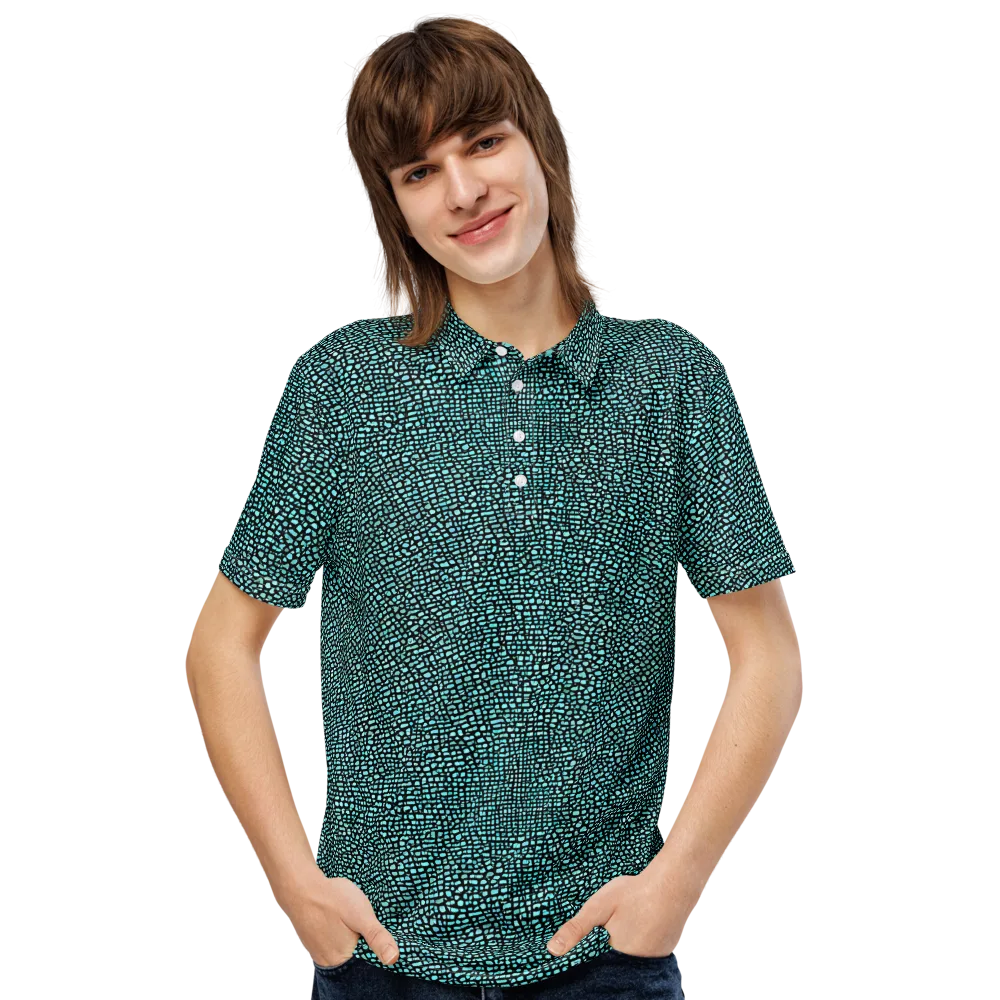 Aqua Shatter on Men's Slim Fit Polo Shirt — Front
