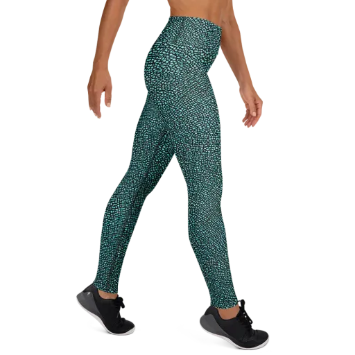 Aqua Shatter on a Yoga Leggings