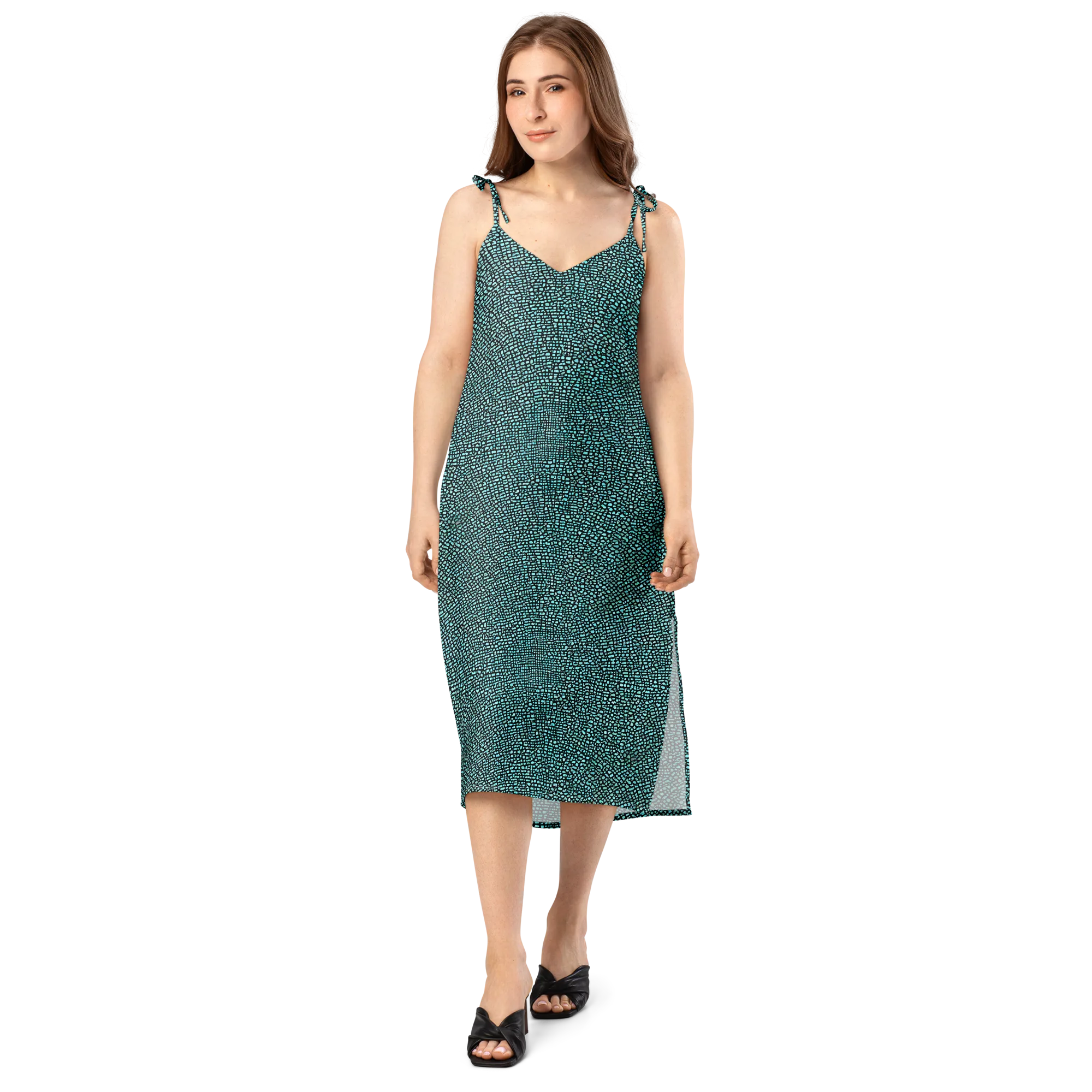 Aqua Shatter on Slip Dress — Front