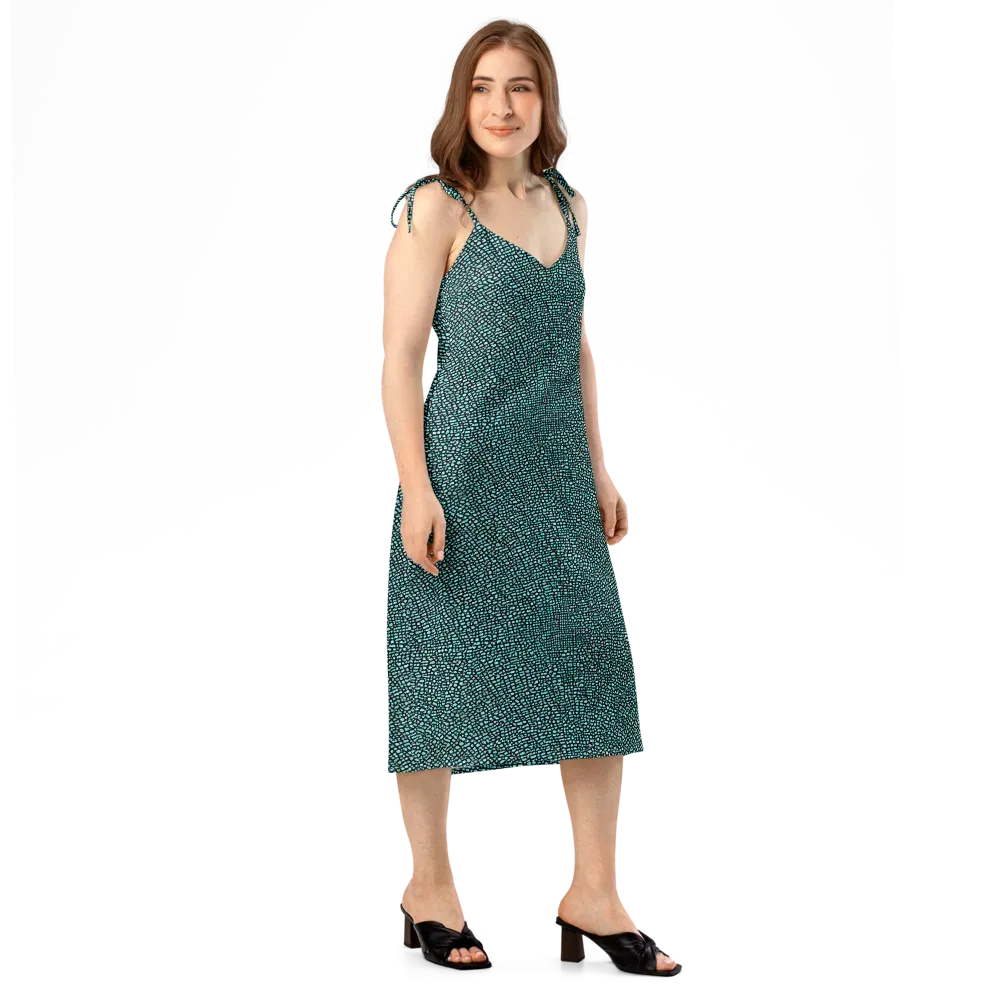 Aqua Shatter on Slip Dress — Right Front