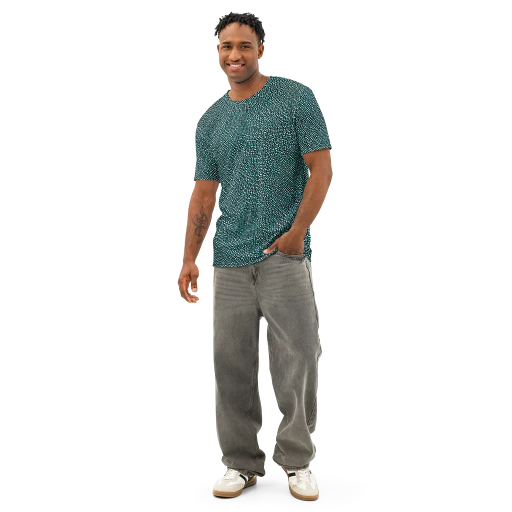 Aqua Shatter on Men's Cotton Crew Neck T-Shirt — Front