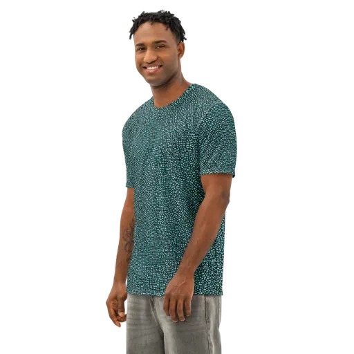 Aqua Shatter on a Men's Cotton Crew Neck T-Shirt