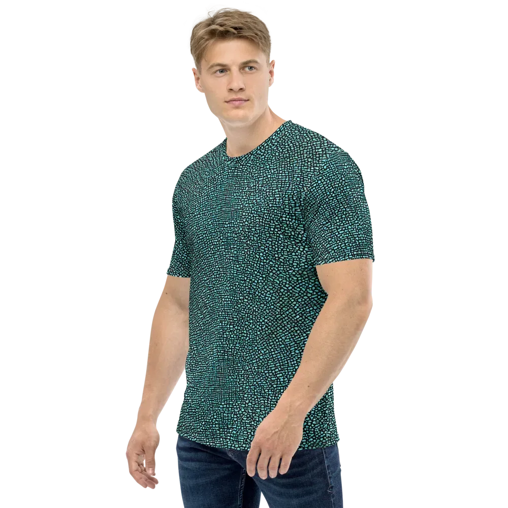 Aqua Shatter on Men's Crew Neck T-Shirt — Left