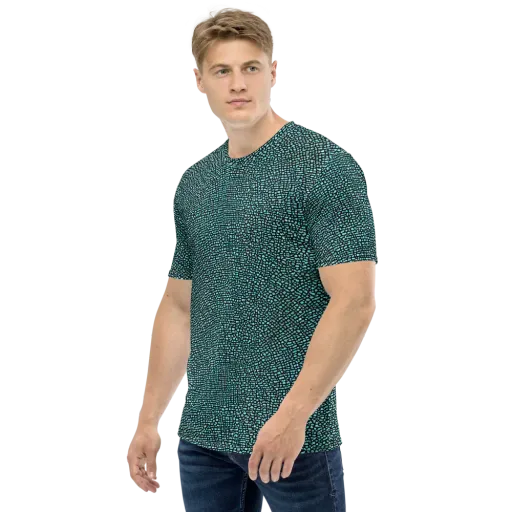 Aqua Shatter on a Men's Crew Neck T-Shirt