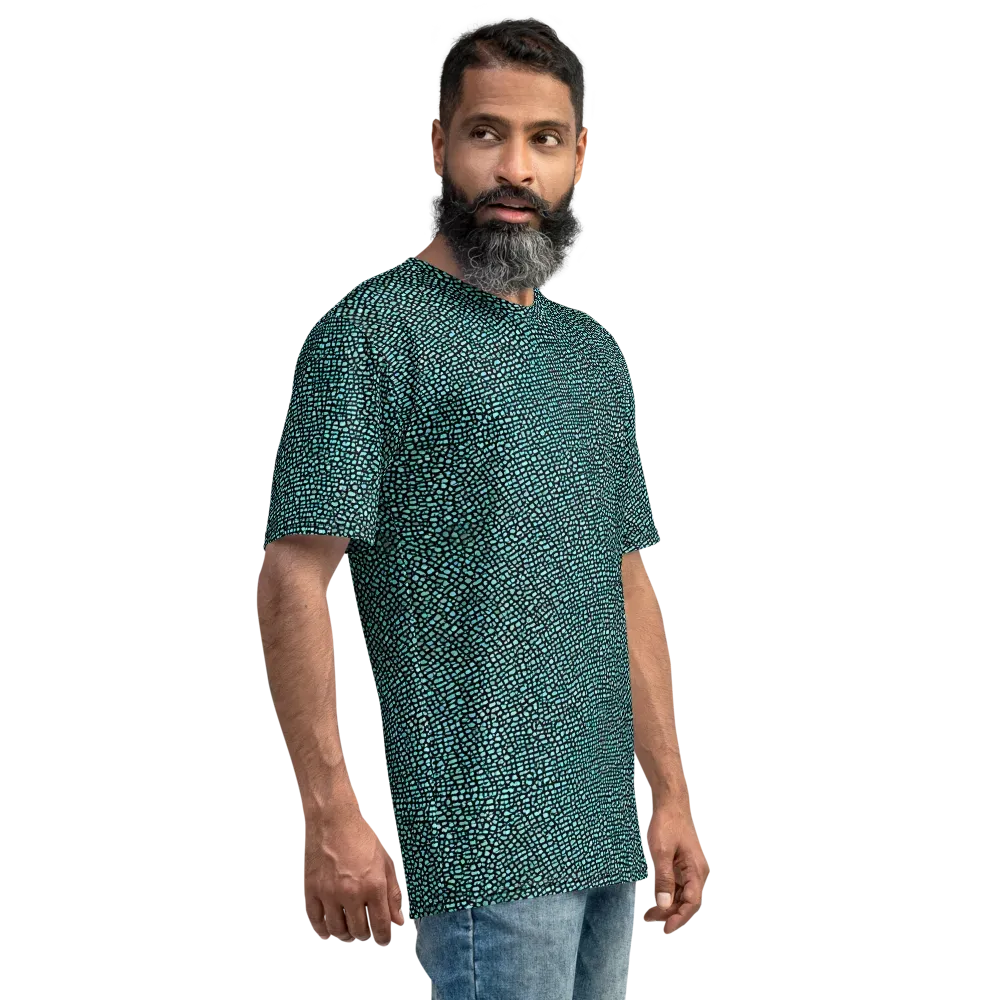 Aqua Shatter on Men's Crew Neck T-Shirt — Right