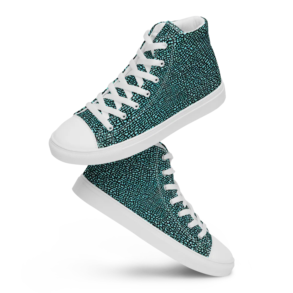 Aqua Shatter on Men's High Top Canvas Shoes — Front