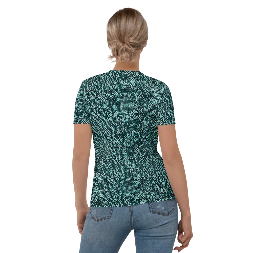 Aqua Shatter on Women's Crew Neck T-Shirt — Back