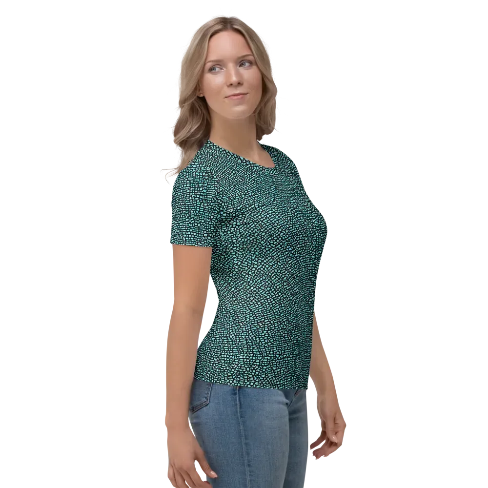 Aqua Shatter on Women's Crew Neck T-Shirt — Right