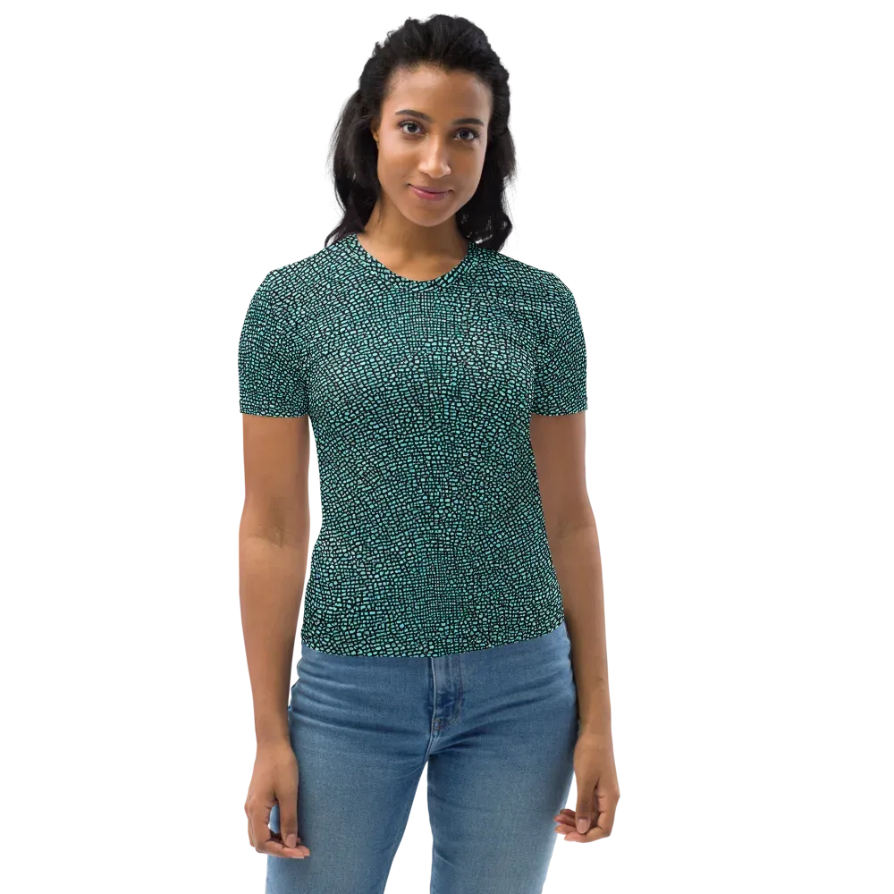 Aqua Shatter on Women's Crew Neck T-Shirt — Front